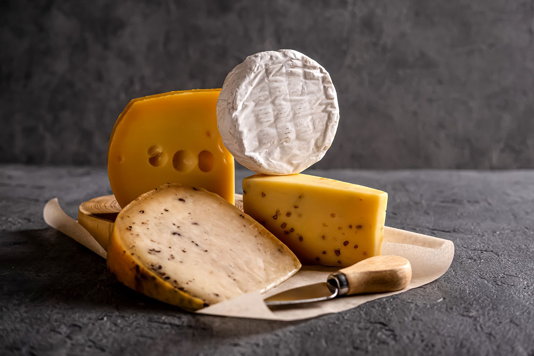 A collection of delicious cheeses for sandwich making