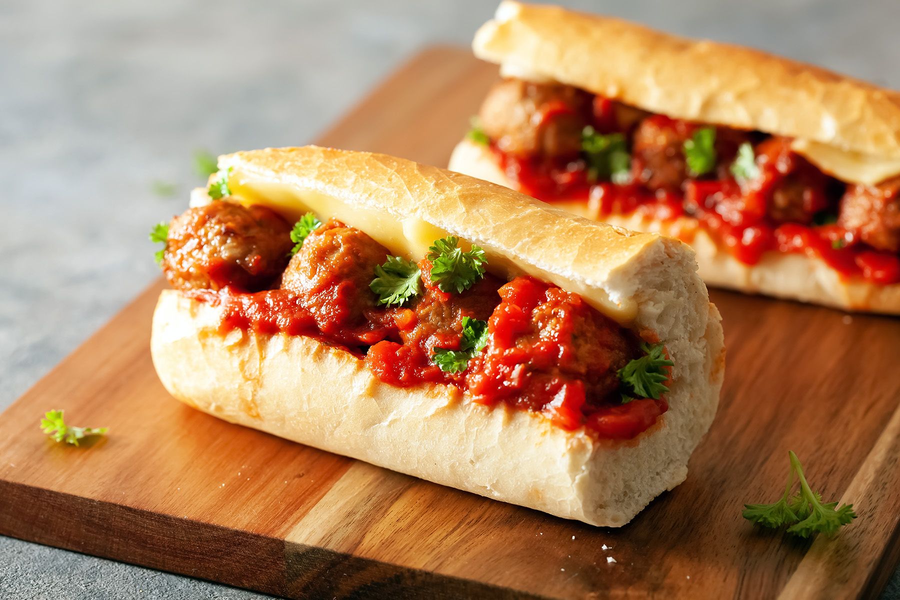 A meatball sub sandwich is strikingly similar to the hot dog sandwich