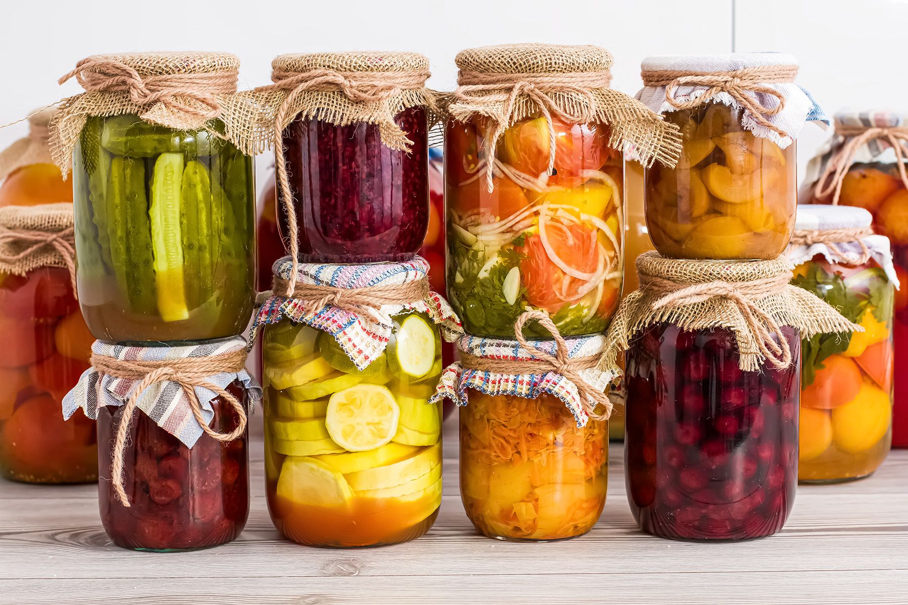 pickled cucumbers, lemons, and fruits for use in sandwiches