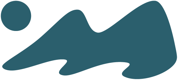 Headlands Brewing logomark: teal silhouette of rolling headlands with a round sun above, on white