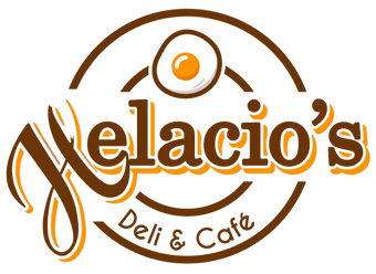 Helacio's Deli & Café logo: a fried egg above the name in brown and orange script inside a ring