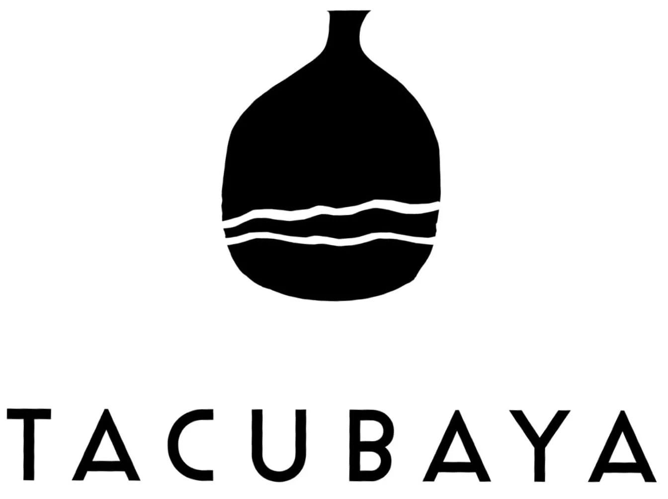 Tacubaya logo: a black clay-pot silhouette with two wavy white stripes above the wordmark TACUBAYA