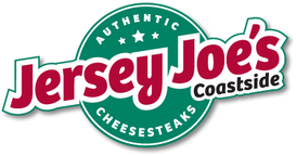 Jersey Joe's Coastside logo: red script on a green oval, ringed by the words Authentic Cheesesteaks