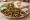 Meorav Mana (מעורב מנה): an illustration of chicken, onion, cumin and tahini on pita.